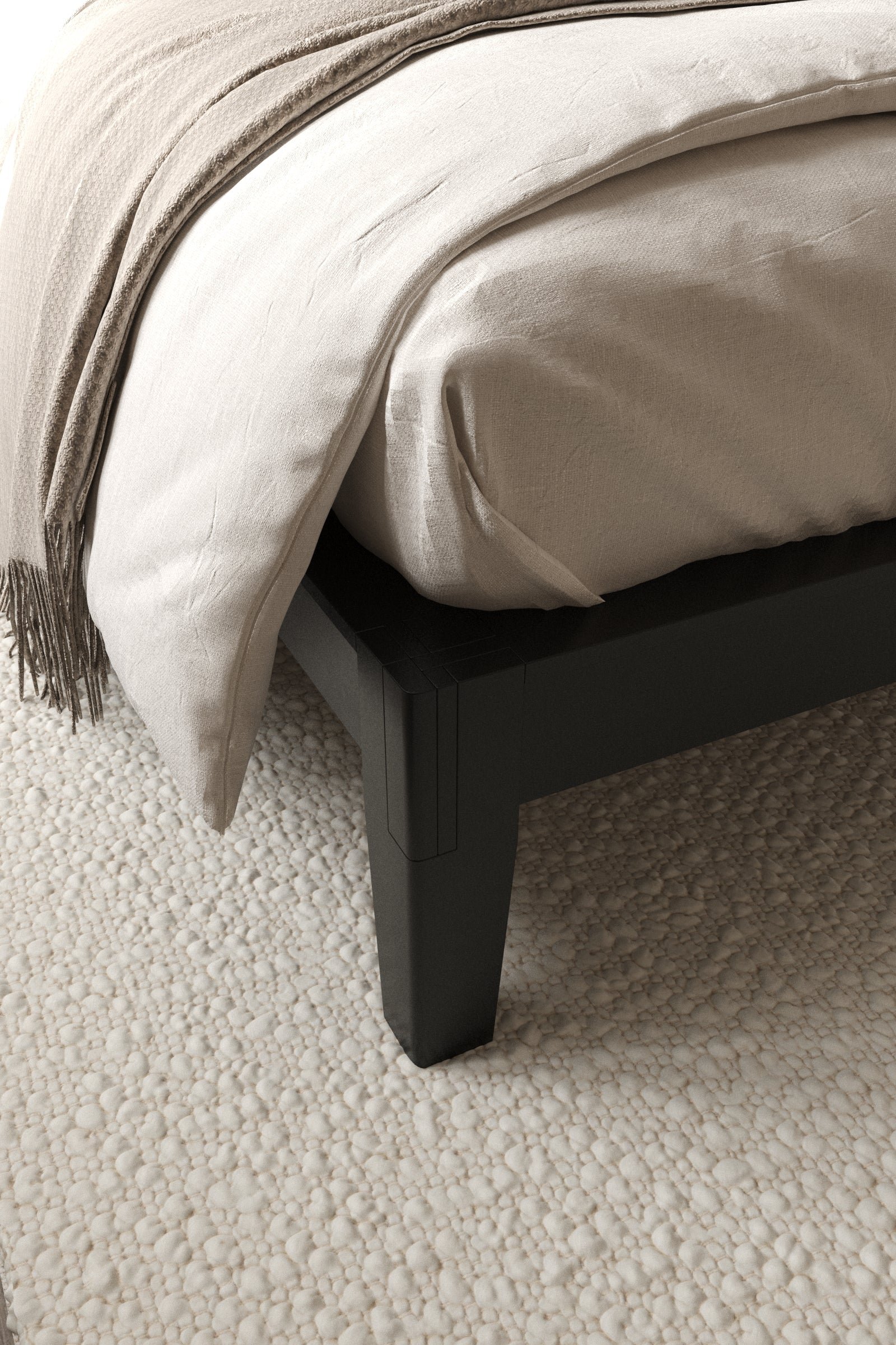 Kohana Japanese Joinery Black Wood Bed - Image 4