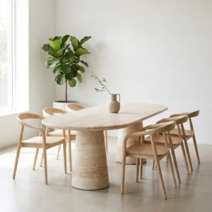 Dolce Travertine Finish Concrete Dining Table