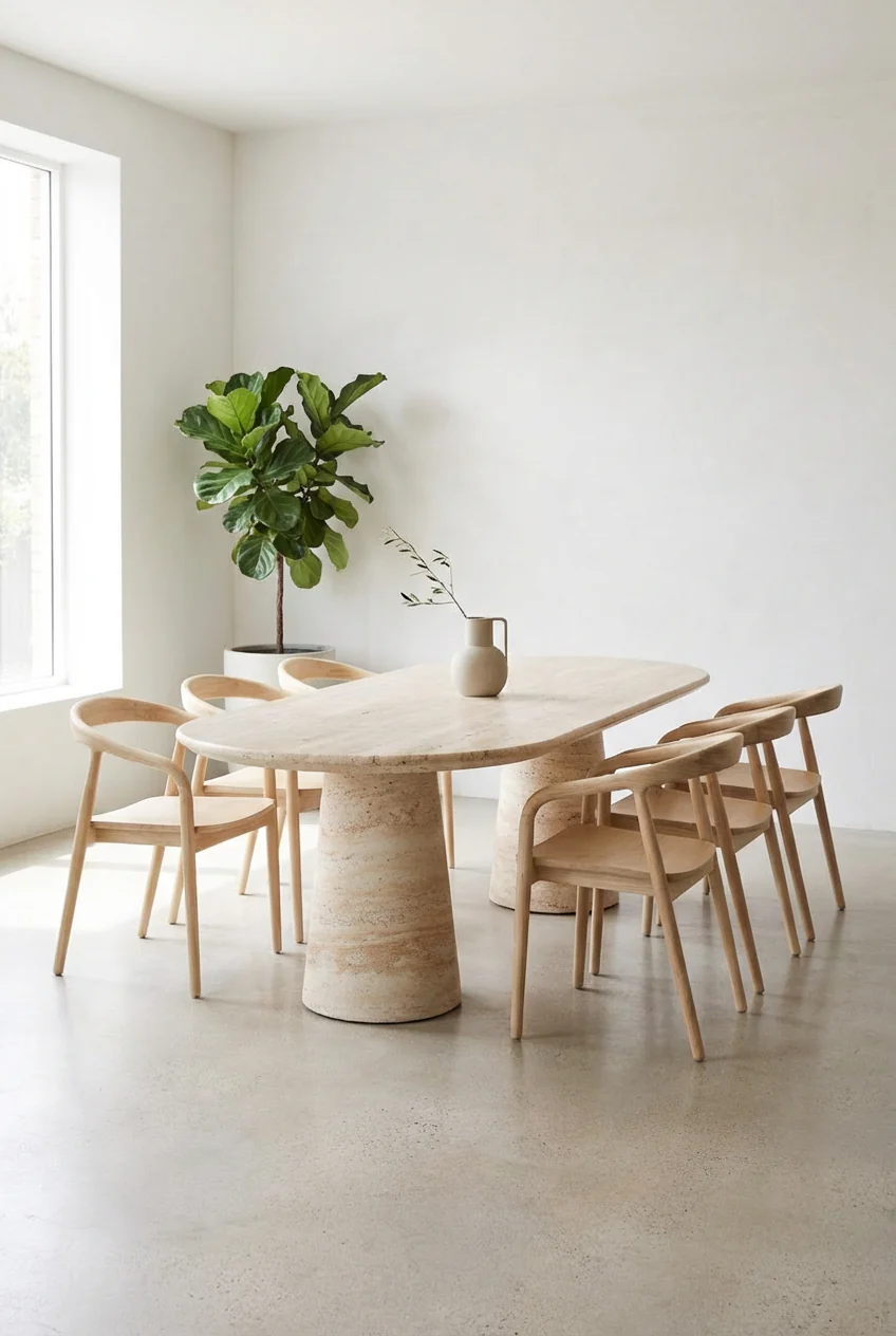 Dolce Travertine Finish Concrete Dining Table
