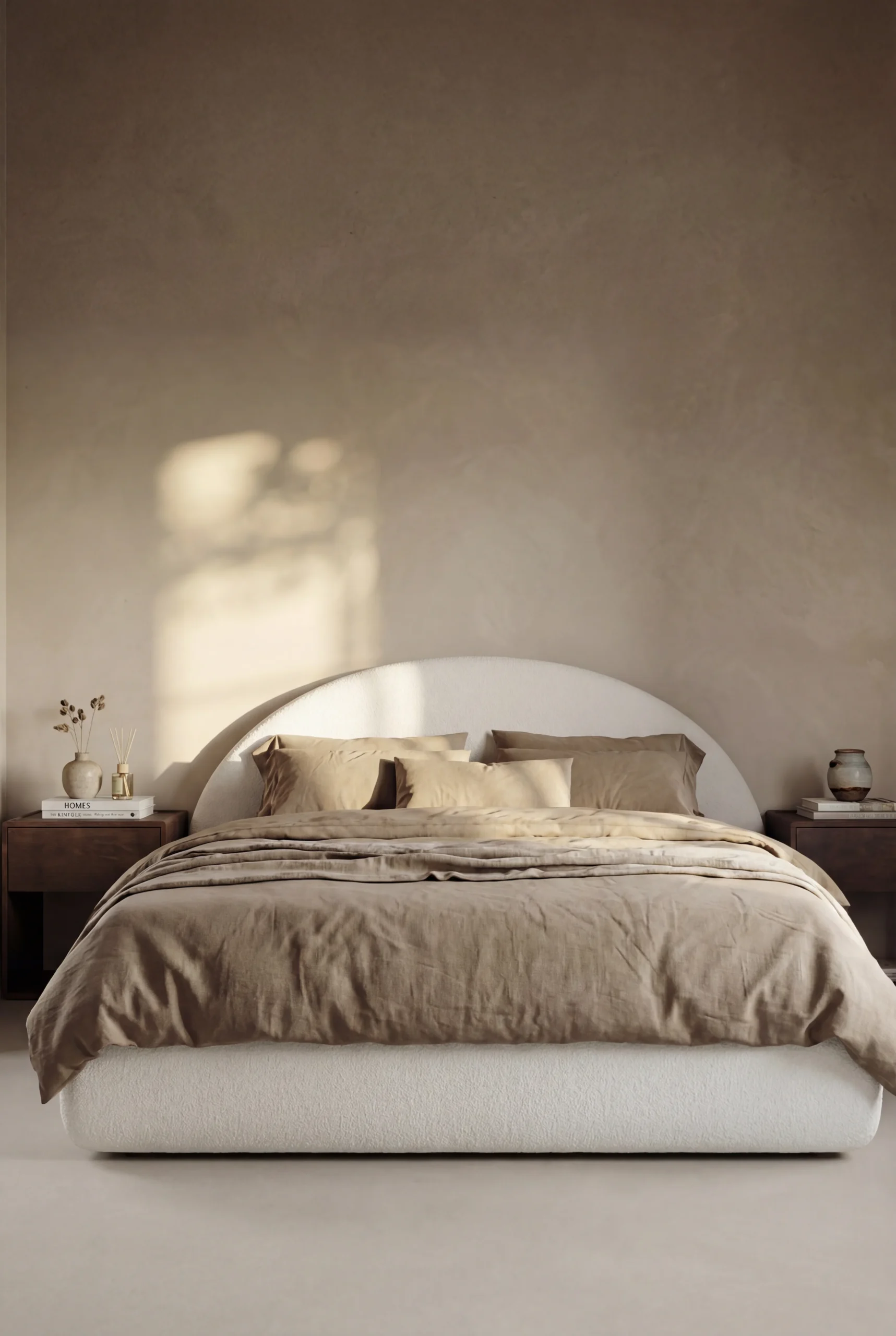 Elodie Off White Boucle Bed with Arch Headboard