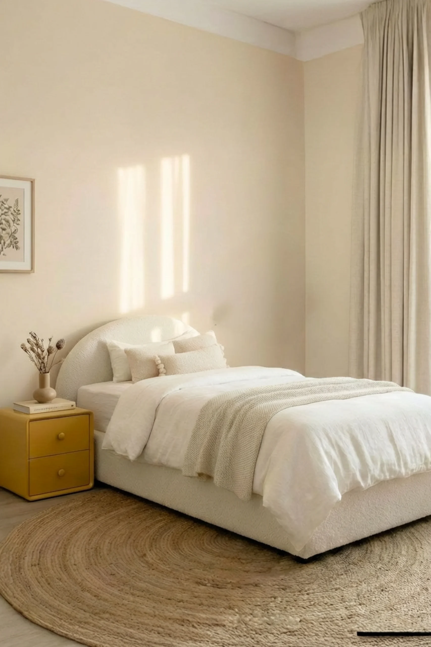 Elodie Off White Boucle Bed with Arch Headboard - Image 3